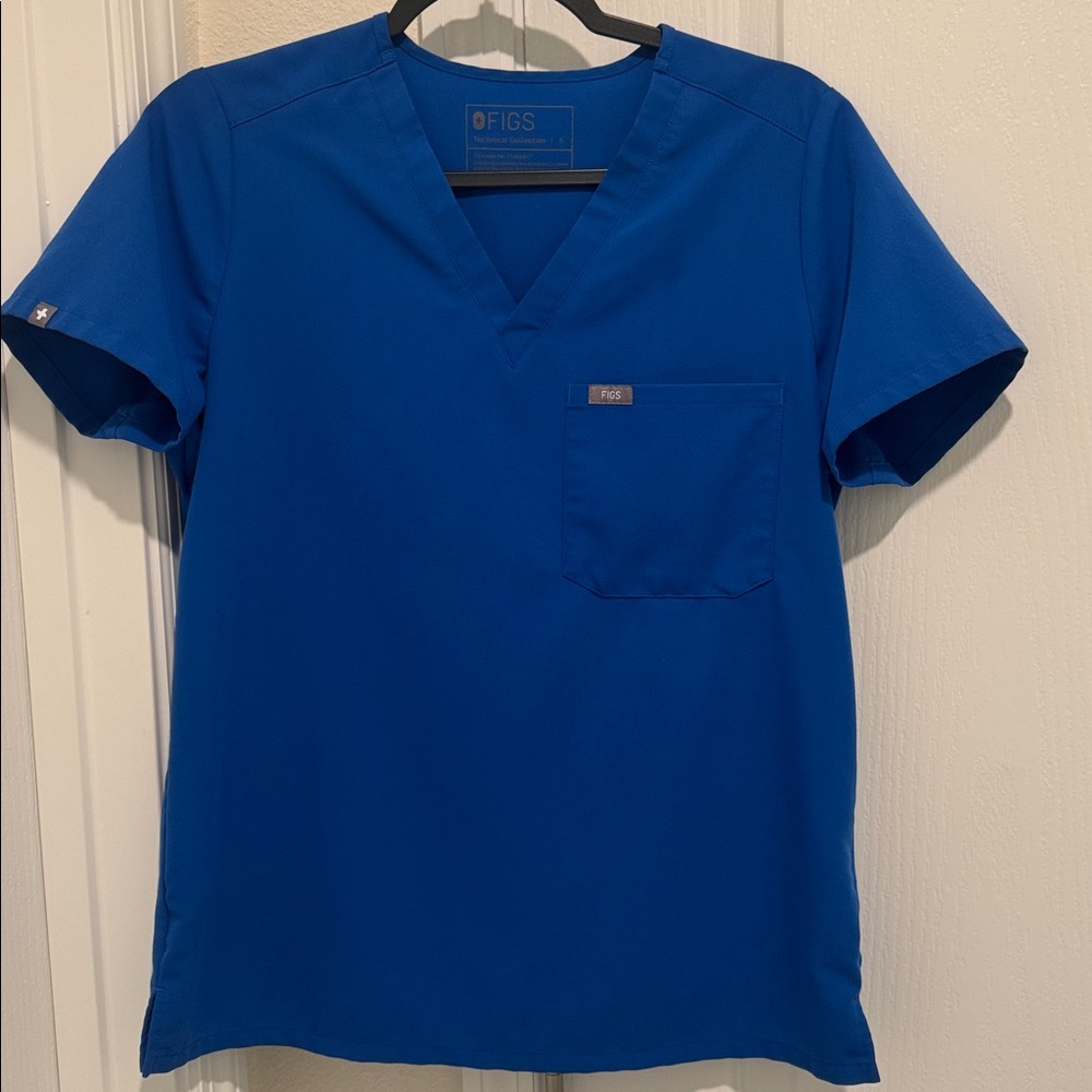 Figs Royal Blue V-Neck Scrub Top